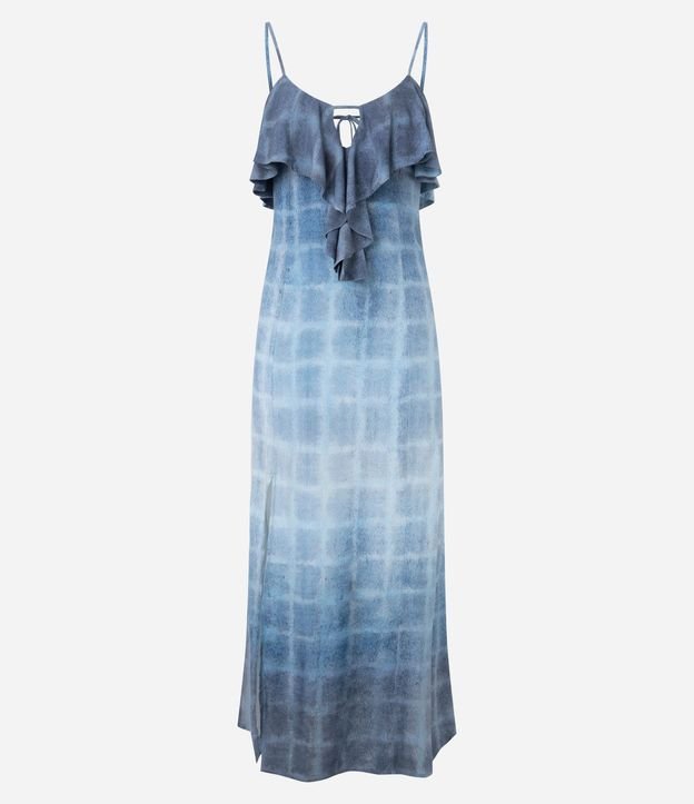 Vestido Largo de Cuadros Degradé con Volados Delanteros y Espalda Descubierta 5