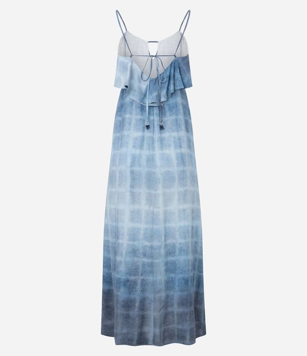 Vestido Largo de Cuadros Degradé con Volados Delanteros y Espalda Descubierta 7