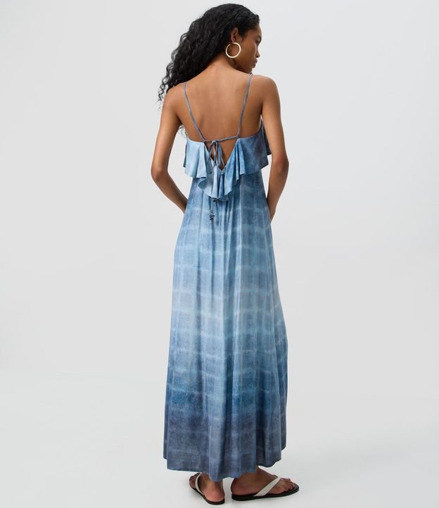 Vestido Largo de Cuadros Degradé con Volados Delanteros y Espalda Descubierta 4
