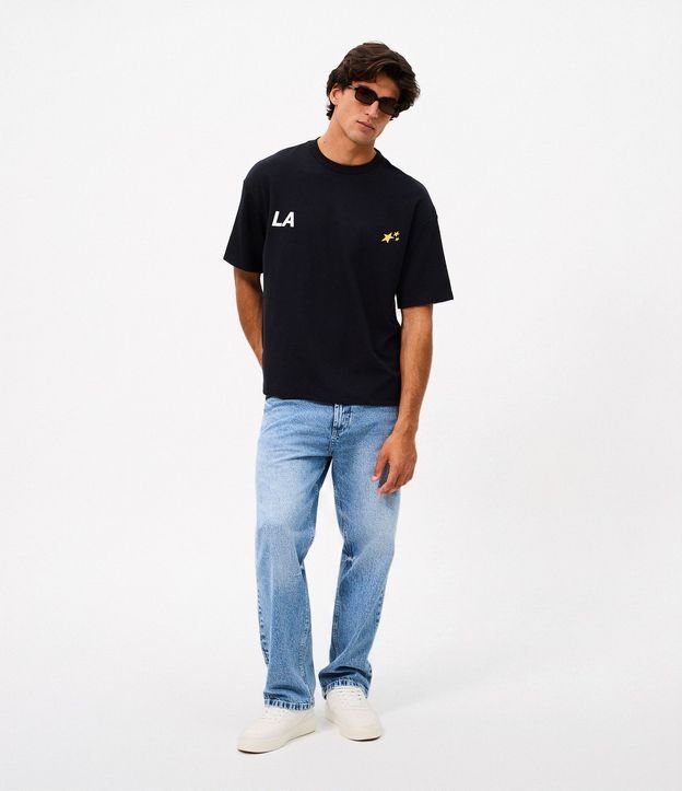 Remera Oversized en Algodón con Estampa de Estrellas y Lettering 2