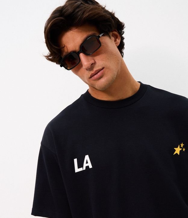 Remera Oversized en Algodón con Estampa de Estrellas y Lettering 4