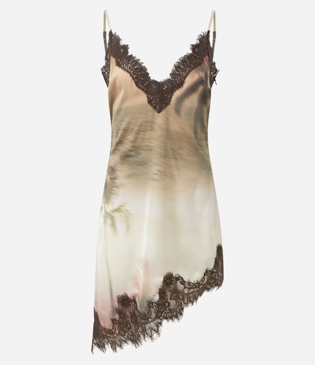 Vestido Satinado Degradé con Bajo Asimétrico Rendado 5