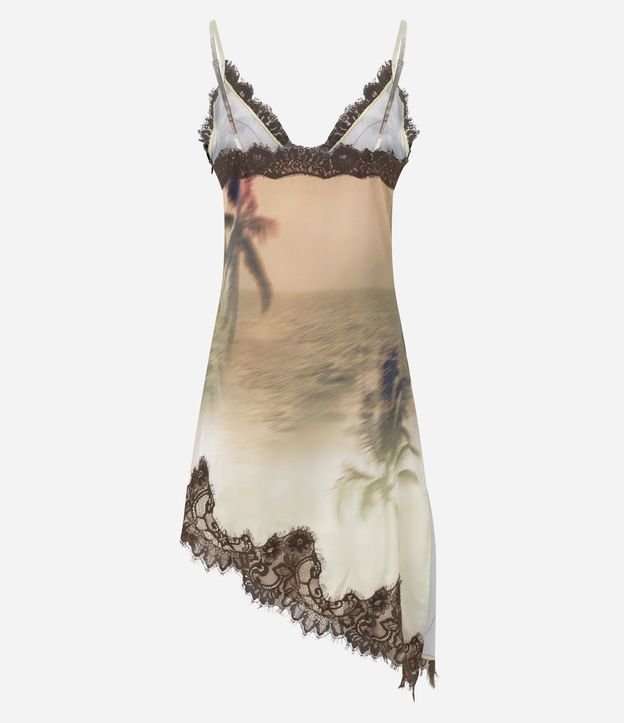 Vestido Satinado Degradé con Bajo Asimétrico Rendado 7