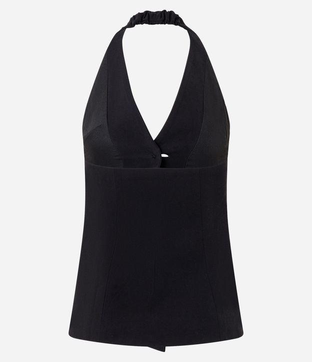 Chaleco Halter en Sarga con Abotonado y Escote Profundo 6