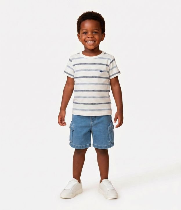 Remera Infantil en Algodón con Estampado Rayada – Talle 1 a 6 años