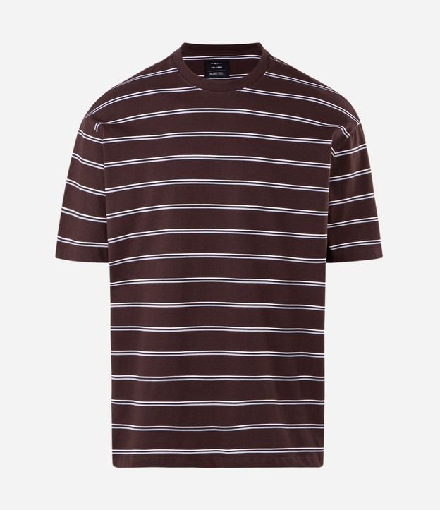 Remera Relaxed en Algodón con Estampa Rayada 7