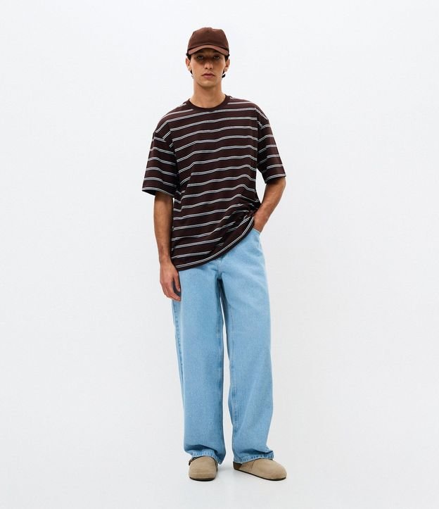 Remera Relaxed en Algodón con Estampa Rayada 5