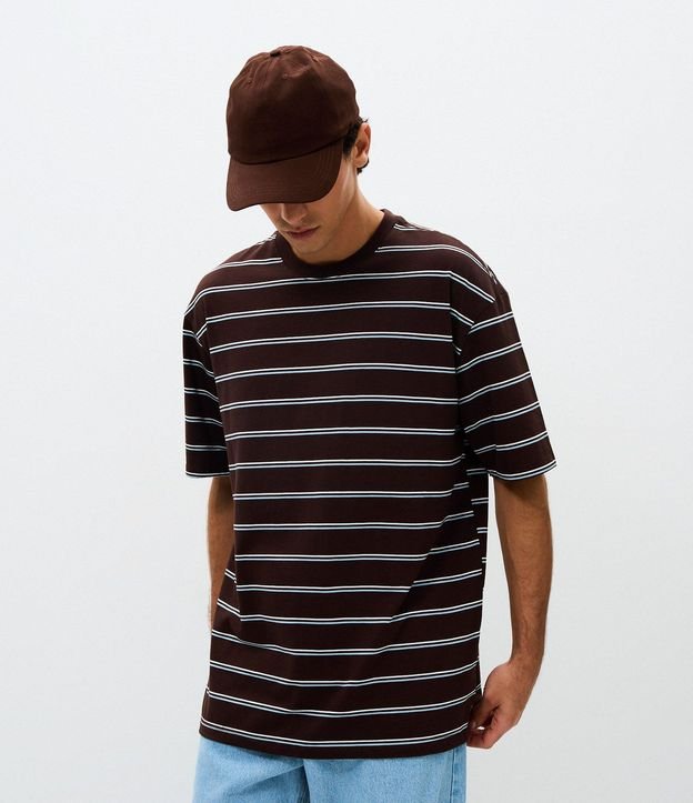Remera Relaxed en Algodón con Estampa Rayada 6