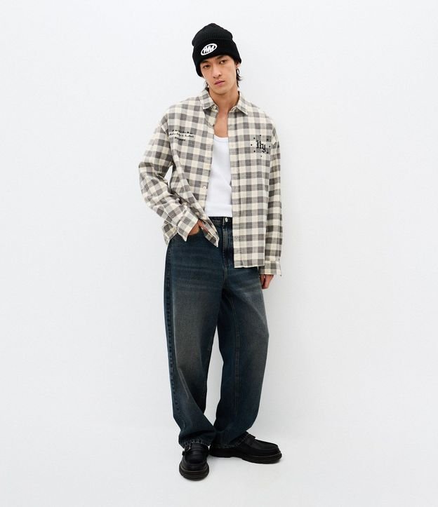 Pantalón Baggy Relaxed en Jeans con Cordón en la Cintura