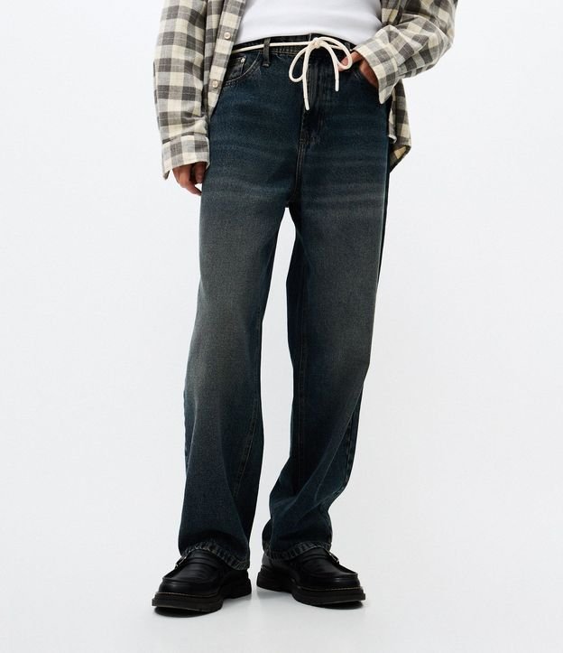 Pantalón Baggy Relaxed en Jeans con Cordón en la Cintura 2
