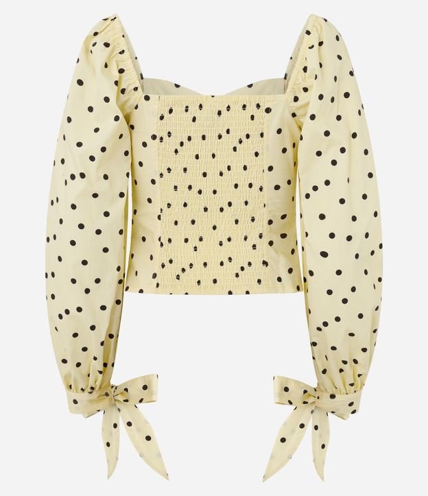 Blusa Manga Larga en Tricolina con Estampa de Lunares y Moñitas en los Puños 6