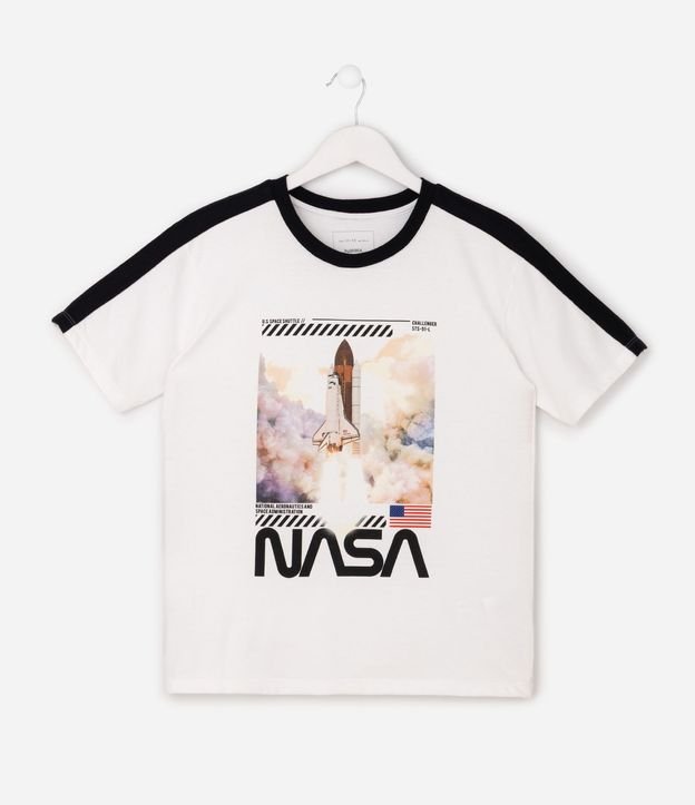 Remera en Algodón con Estampado NASA y Recorte en el Hombro Infantil - Talle 5 a 14 años 2