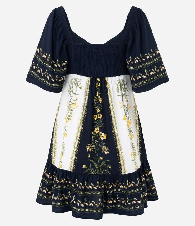 Vestido Evasê con Estampado Floral y Detalles Constrastantes 6