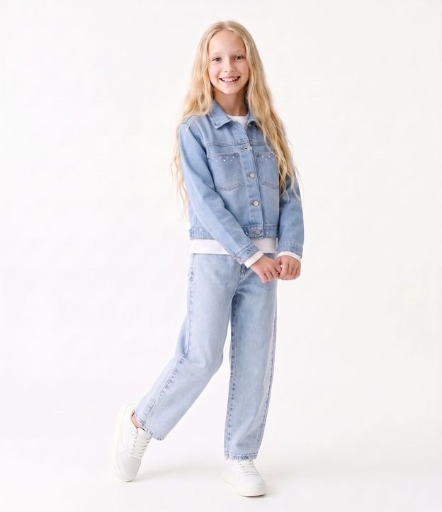 Pantalón de Jean Balloon Infantil en Algodón con Trabillas - Talle 5 a 16 años