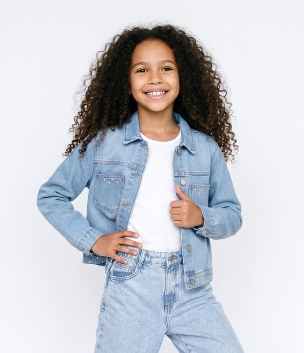 Pantalón de Jean Balloon Infantil en Algodón con Trabillas - Talle 5 a 16 años