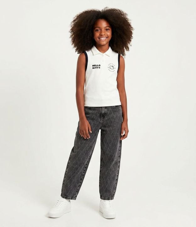 Pantalón Balloon Jeans con Aplicación Geométrica – Talle 5 a 16 años