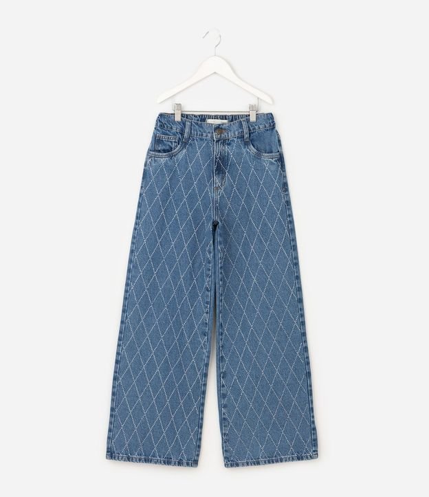 Pantalón Wide Infantil en Jeans con Aplicación Geométrica - Talle 5 a 16 años 8