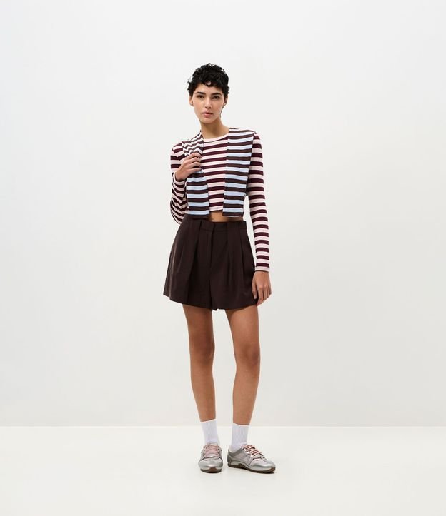 Blusa Cropped en Rib con Rayas 2