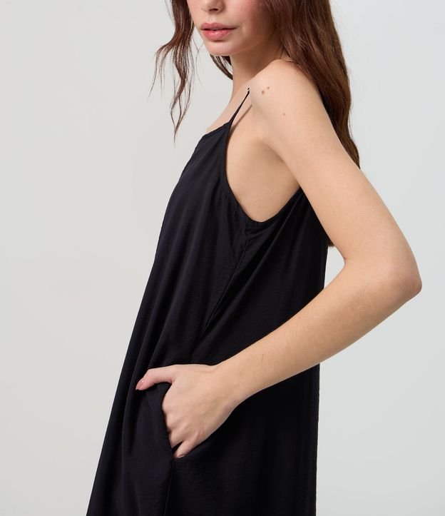 Vestido Largo y Recto en Crepé con Bolsillos 3