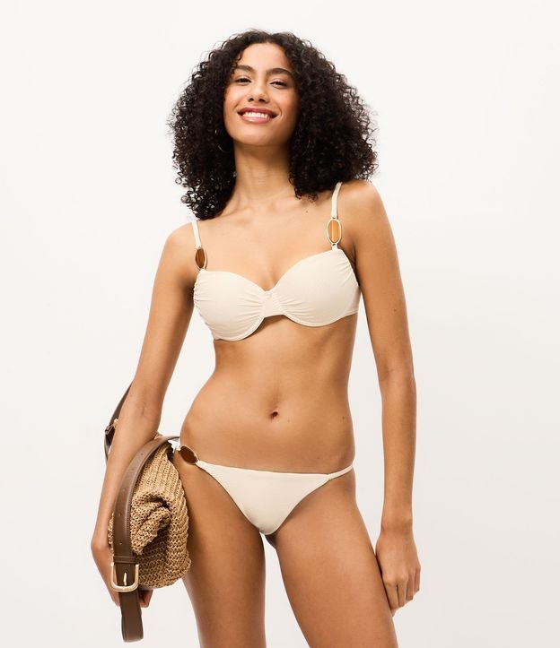 Bikini Bombacha Colaless Acanalada con Adorno