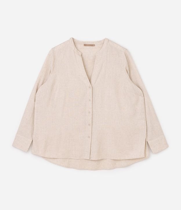 Camisa en Viscosa y Lino con Cuello Padre Curve & Plus Size 5