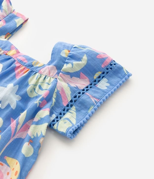 Vestido Infantil Evasê en Tricolina con Estampado Tropical - Talle 1 a 6 años 5