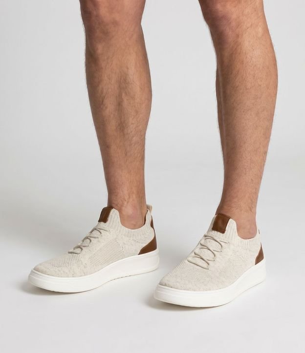 Championes Casual de Knit con Detalle en Cuero