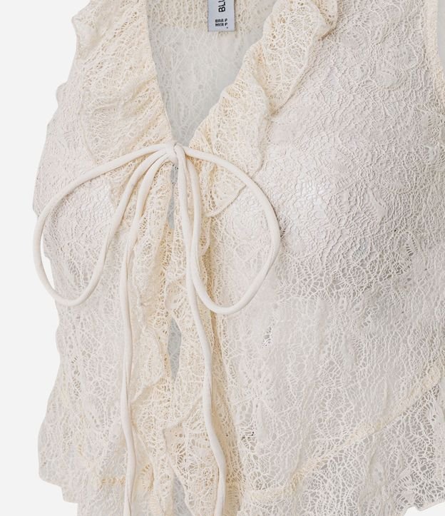 Blusa en Poliamida con Encaje y Volados en el Escote 6