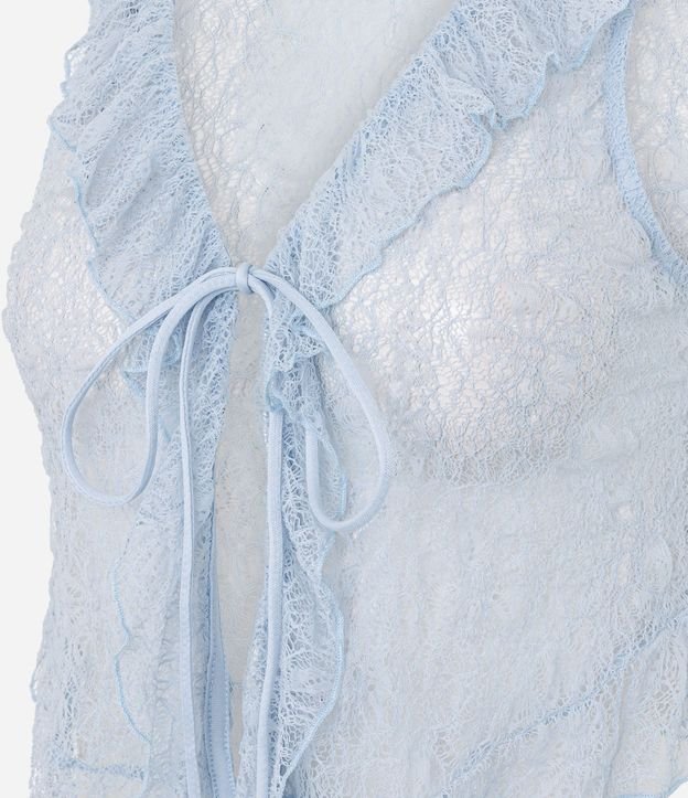 Blusa en Poliamida con Encaje y Volados en el Escote 6