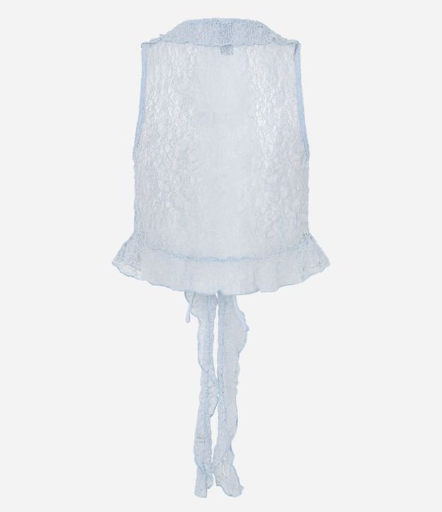Blusa en Poliamida con Encaje y Volados en el Escote 7