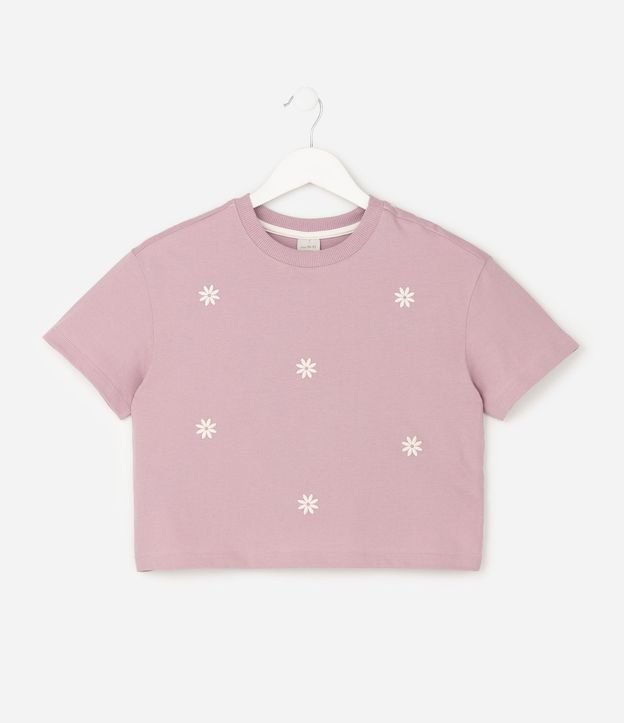 Remera Infantil en Algodón con Bordado de Flores - Talle 5 a 16 años 2