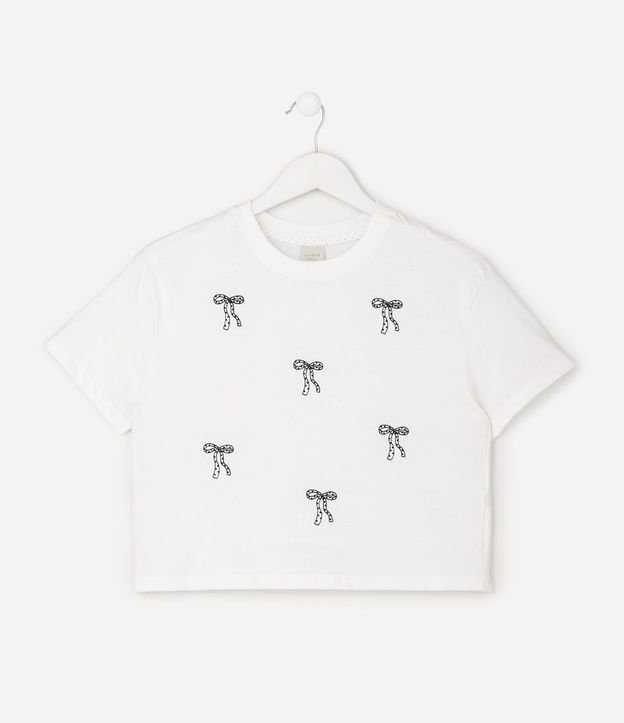 Remera Infantil en Algodón con Bordado de Lacitos - Talle 5 A 16 años 2
