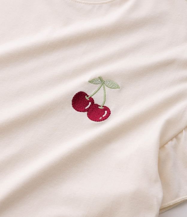 Remera Infantil en Algodón con Volado y Bordado de Cereza - Talle 5 a 16 años 5