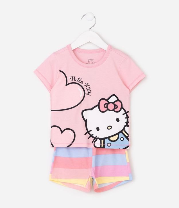 Pijama en Algodón de Hello Kitty con Short Listrado - Talle 2 a 10 años 2