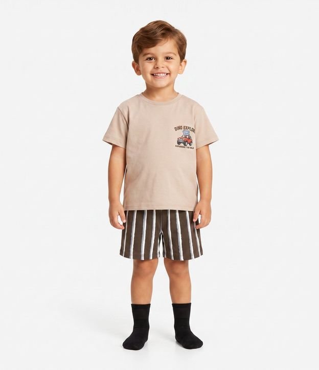 Pijama Infantil en Algodón Dino Explore con Short - Talle 2 a 6 años