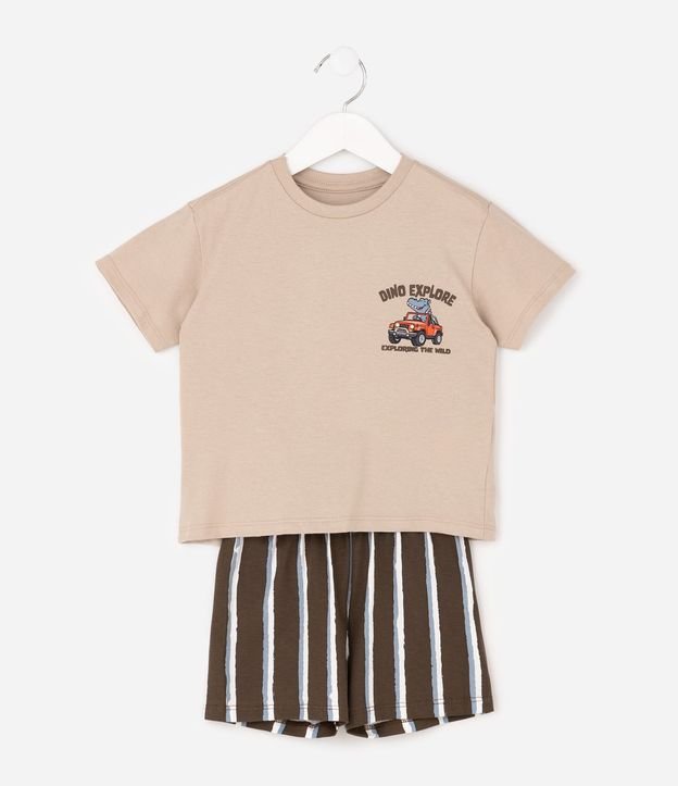 Pijama Infantil en Algodón Dino Explore con Short - Talle 2 a 6 años 2
