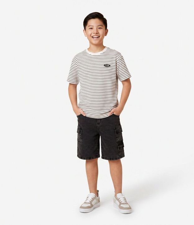 Remera Regular Infantil Listrado con Textura – Talle 5 a 14 años