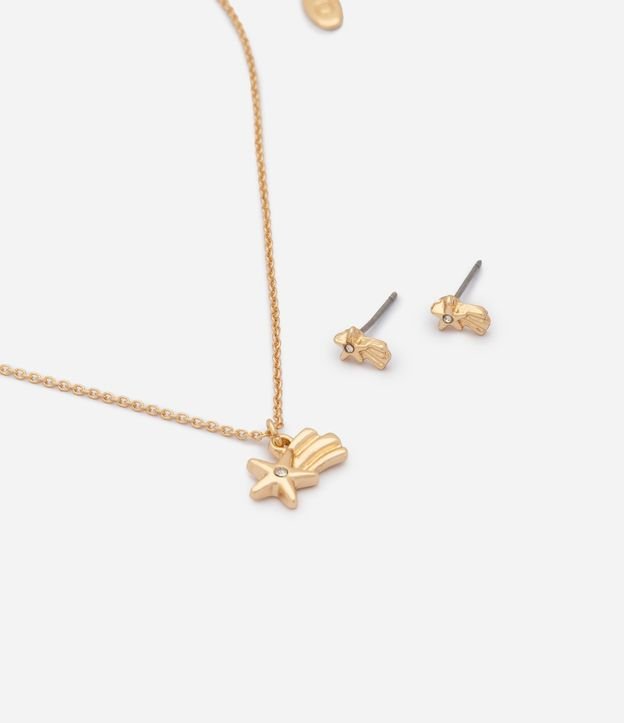 Conjunto de Collar y Caravana con Colgante de Estrella Fugaz