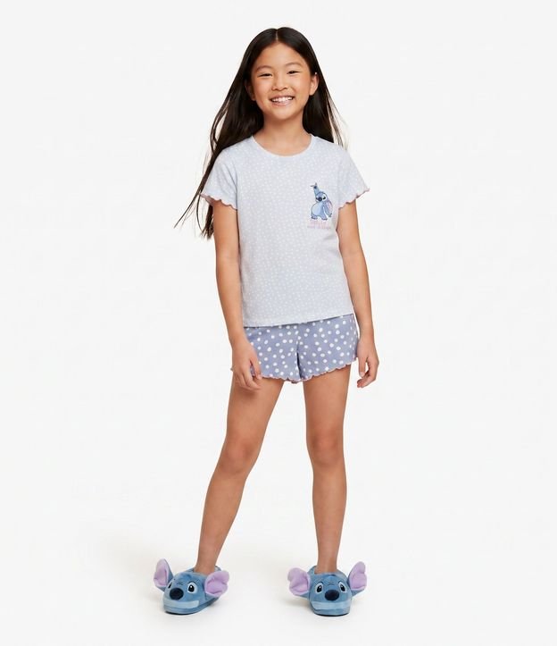 Pijama Infantil en Rib con Estampado Stitch de Lunares - Talle 5 a 14 años 1