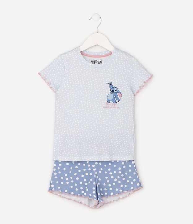 Pijama Infantil en Rib con Estampado Stitch de Lunares - Talle 5 a 14 años 2