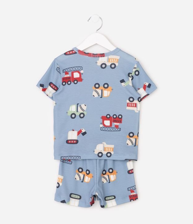 Pijama Infantil en Rib con Estampa de Tractores - Talle 2 a 6 años 3