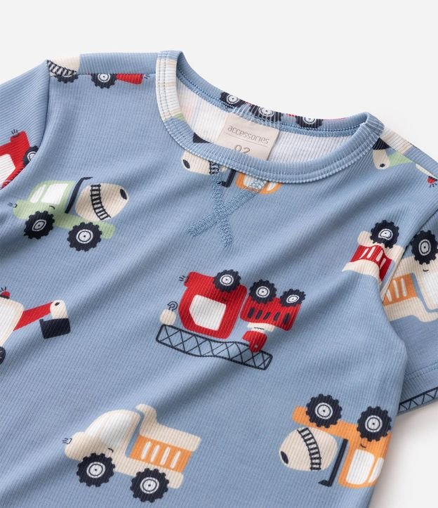 Pijama Infantil en Rib con Estampa de Tractores - Talle 2 a 6 años 5