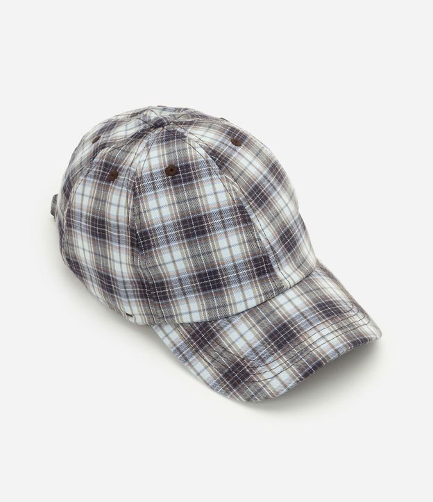 Gorra Aba Curva en Franela con Estampado de Cuadros