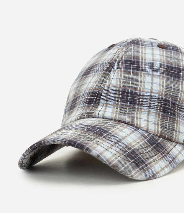 Gorra Aba Curva en Franela con Estampado de Cuadros 4