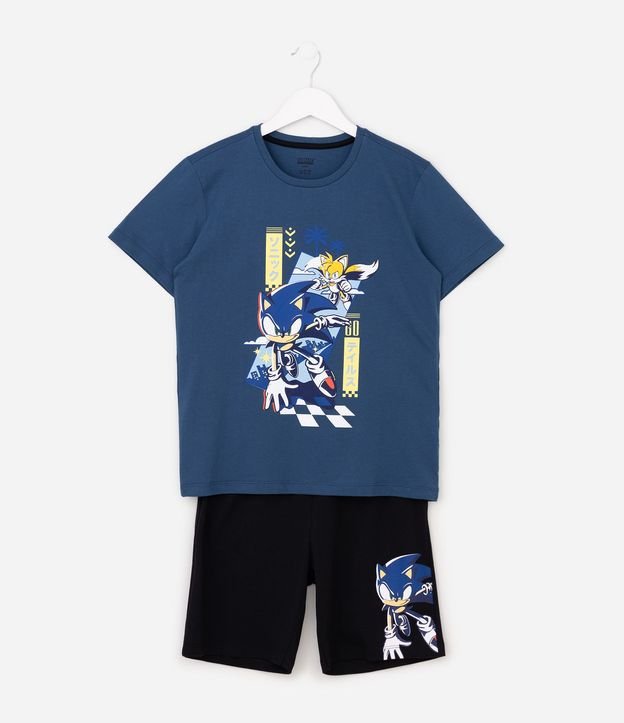 Pijama Infantil en Algodón Sonic Estampa de Personaje Talle 5 a 14 años 1