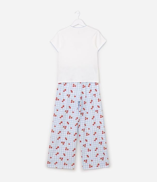 Pijama Infantil en Algodón Bordado Frutilla - Talle 7 a 16 años 2