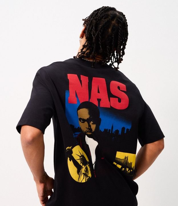 Remera Relaxed en Algodón con Estampa Rapper NAS 1