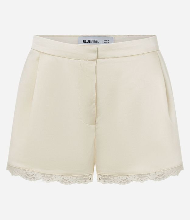 Minishort Satinado con Bolsillos y Encaje en el Bajo 5