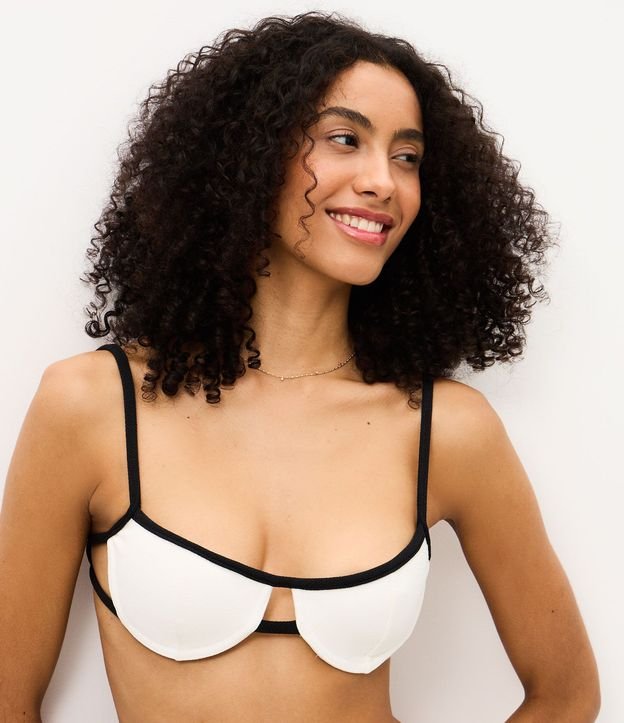 Bikini Top Media Taza con Bies Contrastante 1
