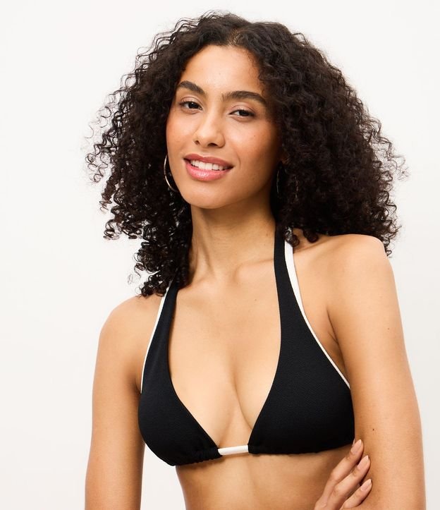 Bikini Top Triangular Fruncido Alargado con Bies Contrastante 2